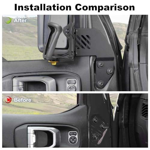 JWWY for Jeep JL Front Door Cup Holder Drink Holder on Driver's Left Side Beverage Rack for 2018-2025+ Jeep Wrangler JL JLU & Gladiator JT 4xe Interior Accessories Alloy - Image 2