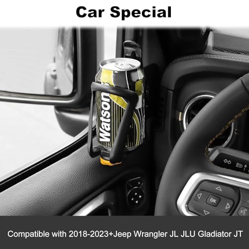 JWWY for Jeep JL Front Door Cup Holder Drink Holder on Driver's Left Side Beverage Rack for 2018-2025+ Jeep Wrangler JL JLU & Gladiator JT 4xe Interior Accessories Alloy - Image 5