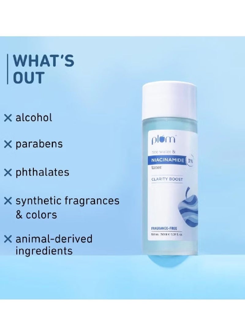 Plum - Plum 3% Niacinamide Toner with Rice Water Vitamin B3 with Japanese Fermented Rice Water For Clear Blemish Free Hydrated Skin Suits all skin types 100% Vegan - Image 1