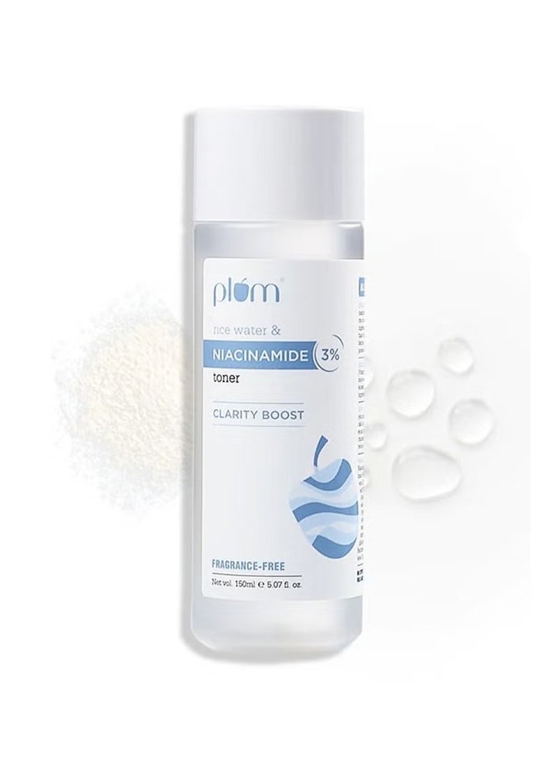 Plum - Plum 3% Niacinamide Toner with Rice Water Vitamin B3 with Japanese Fermented Rice Water For Clear Blemish Free Hydrated Skin Suits all skin types 100% Vegan - Image 1