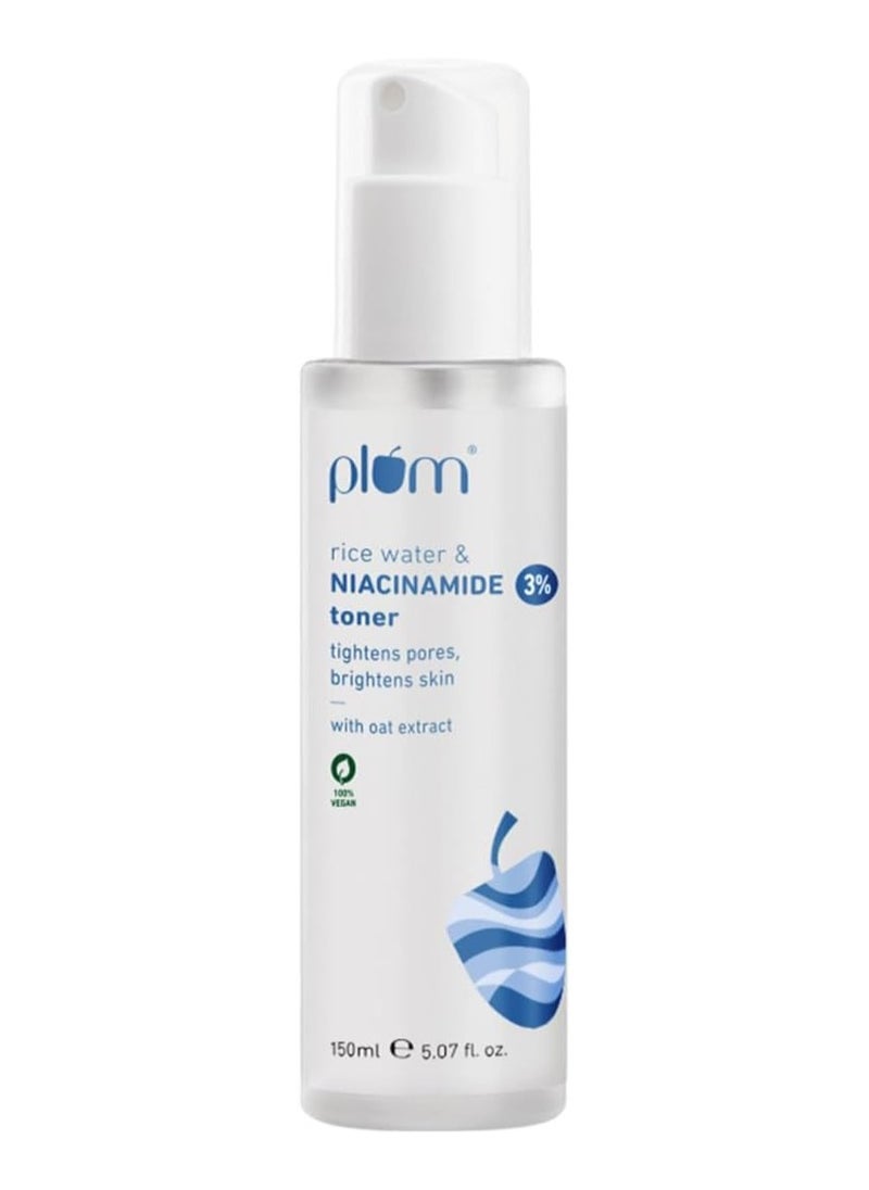 Plum - Plum 3% Niacinamide Toner with Rice Water Vitamin B3 with Japanese Fermented Rice Water For Clear Blemish Free Hydrated Skin Suits all skin types 100% Vegan - Image 1