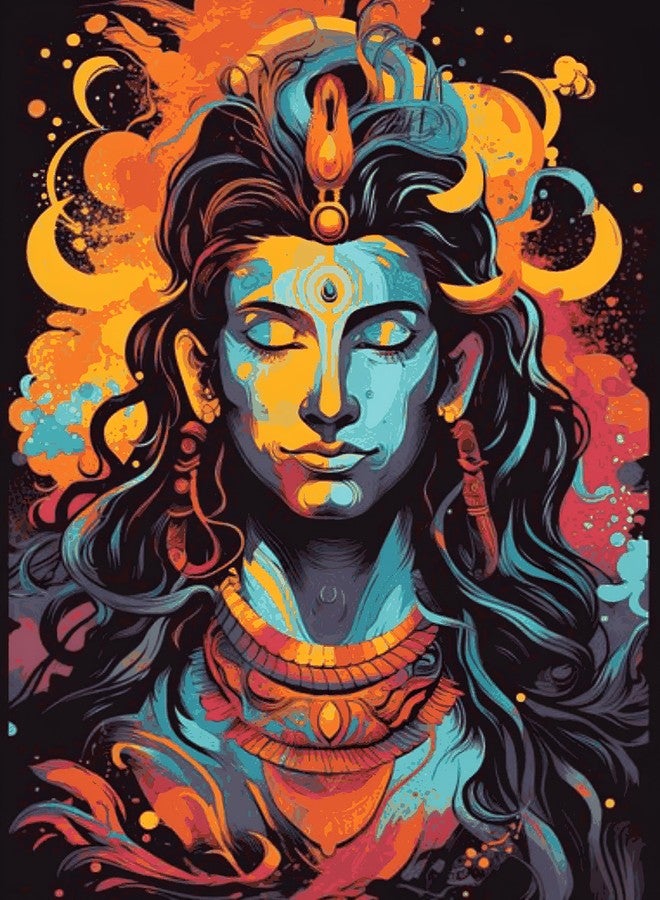 Paint Waint Lord Shiva Paint by Numbers Kit for Adults & Kids 35 X 40 cm 24 Colors (Canvas Roll, PW6) - Image 1