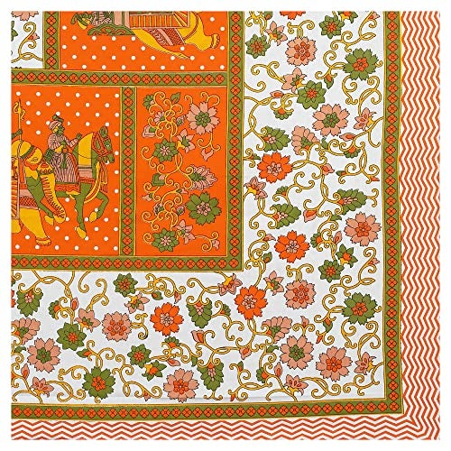RajasthaniKart® Pure 100% Cotton Double Bed Sheet with 2 Pillow Covers (Bedsheet for Double Bed Cotton, Orange, ElephantPrint) - Image 4