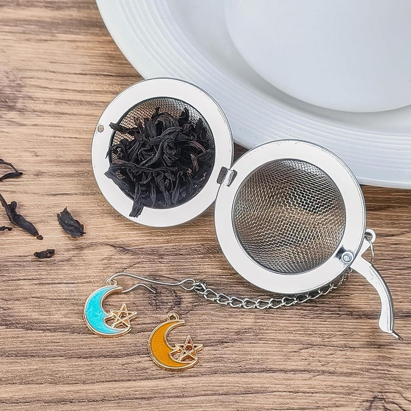 YOIYINI 2Pcs Stainless Steel Mesh Tea Infuser, 2.1 inch Tea Ball with Moon and Star Pendant,Tea Strainer Tea Diffuser Tea Steeper for Filtering Tea,Tea Infusers for Loose Tea (Moon and Star, 2PC) - Image 4