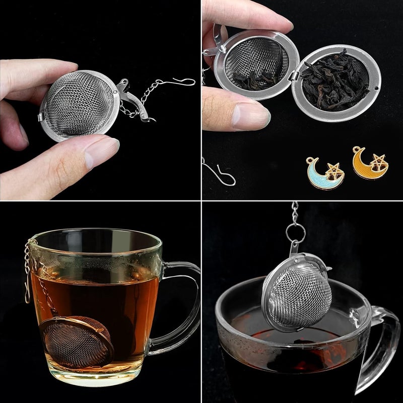 YOIYINI 2Pcs Stainless Steel Mesh Tea Infuser, 2.1 inch Tea Ball with Moon and Star Pendant,Tea Strainer Tea Diffuser Tea Steeper for Filtering Tea,Tea Infusers for Loose Tea (Moon and Star, 2PC) - Image 3