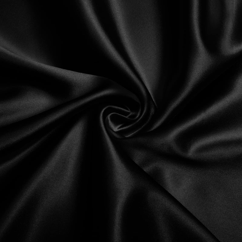 Vacvelt Charmeuse Satin Fabric By The Yard  60 Inch Wide Black Satin Fabric Shiny & Soft Cloth Fabric  Silky Satin Fabric For Bridal Dress  Wedding Decorations  Crafts  Sewing  Draping (3 Yards) - Image 1