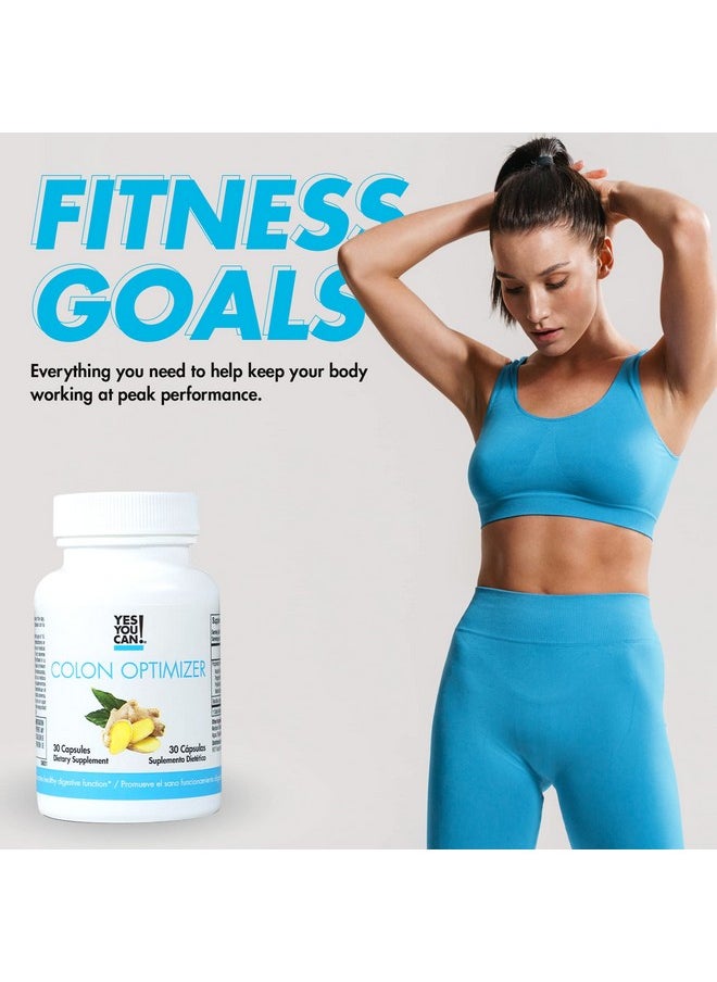 Yes You Can - Probiotics Colon Optimizer Supplement Gut Health And Stomach Supplement For Men And Women Organic Probiotics With Ginger And Peppermint For Digestive Health 30 Capsules 1 Pack - Image 1