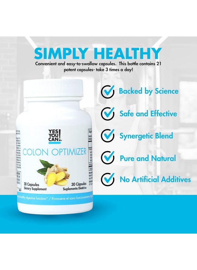 Yes You Can - Probiotics Colon Optimizer Supplement Gut Health And Stomach Supplement For Men And Women Organic Probiotics With Ginger And Peppermint For Digestive Health 30 Capsules 1 Pack - Image 1