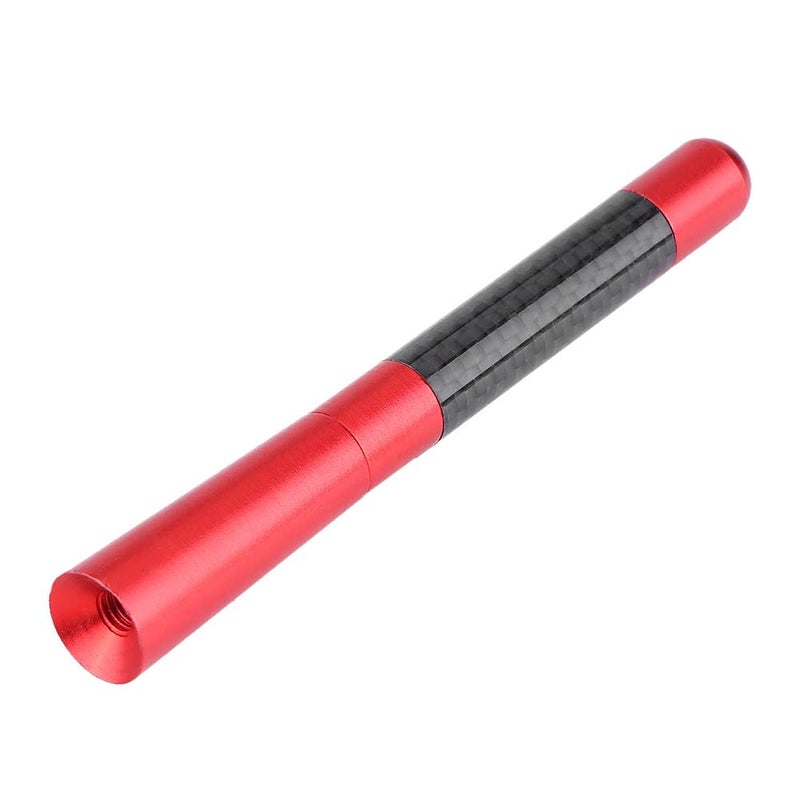 Red Carbon Fiber Short Car Antenna 12cm Universal Aluminum Alloy Easy Installation - Image 2