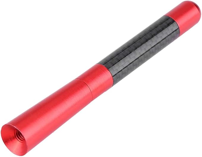 Red Carbon Fiber Short Car Antenna 12cm Universal Aluminum Alloy Easy Installation - Image 1