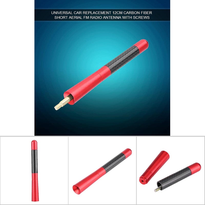 Red Carbon Fiber Short Car Antenna 12cm Universal Aluminum Alloy Easy Installation - Image 4