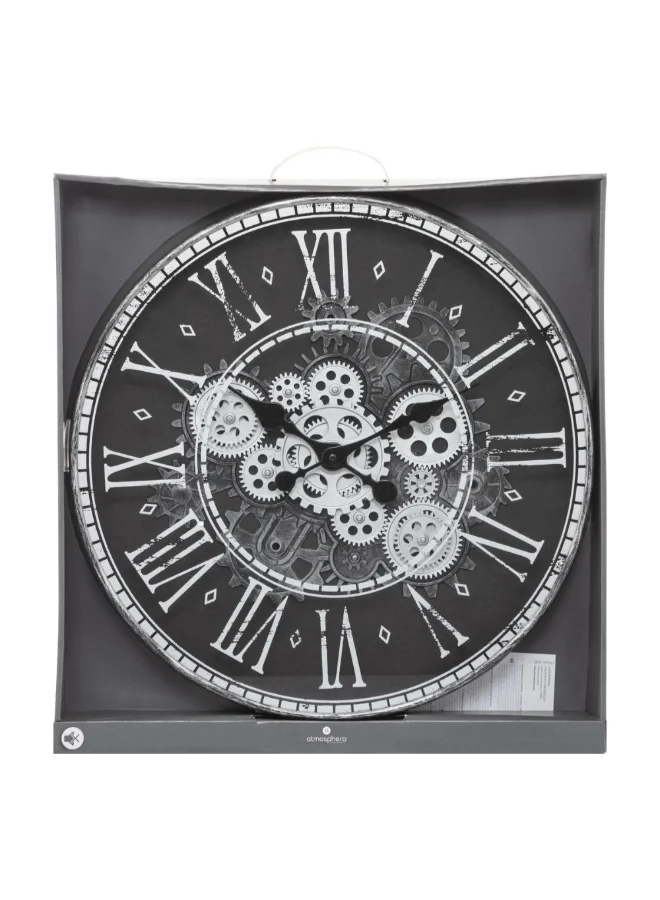 atmosphera Izia Mechanical Gear Round Wall Clock Black and White 51 cm 187964