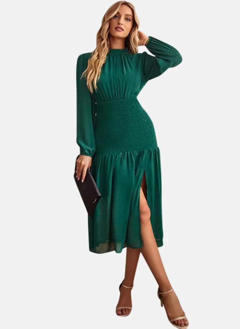 يونيكي Green Solid A-Line Midi Dress