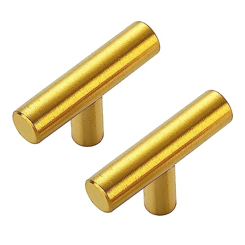 Ravinte Decor 25 Pack Brushed Brass Cabinet Knobs Kitchen Cabinet Knobs Gold Cabinet Pulls for Kitchen Cabinet Drawer Stainless Steel Dresser Knobs for Cabinet Hardware 2in Length Single Hole T Bar - Image 1