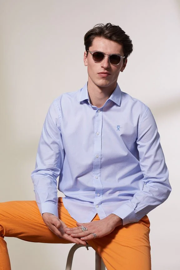 Vicomte A. Conrad Sky Blue Shirt Print Dots 100% Cotton
