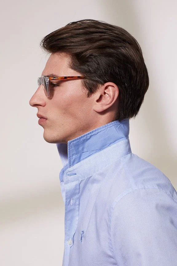 Vicomte A. Conrad Sky Blue Shirt Print Dots 100% Cotton