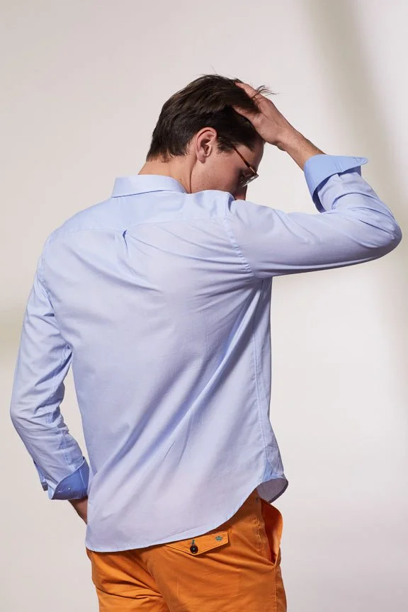 Vicomte A. Conrad Sky Blue Shirt Print Dots 100% Cotton