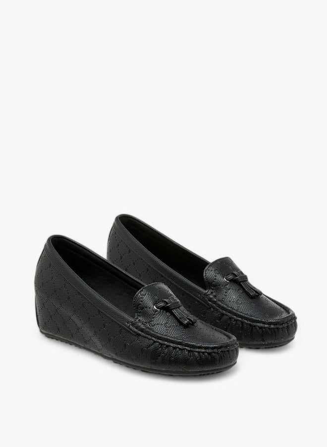 Le Confort Monogram Embossed Moccasins with Wedge Heels  - Image 1