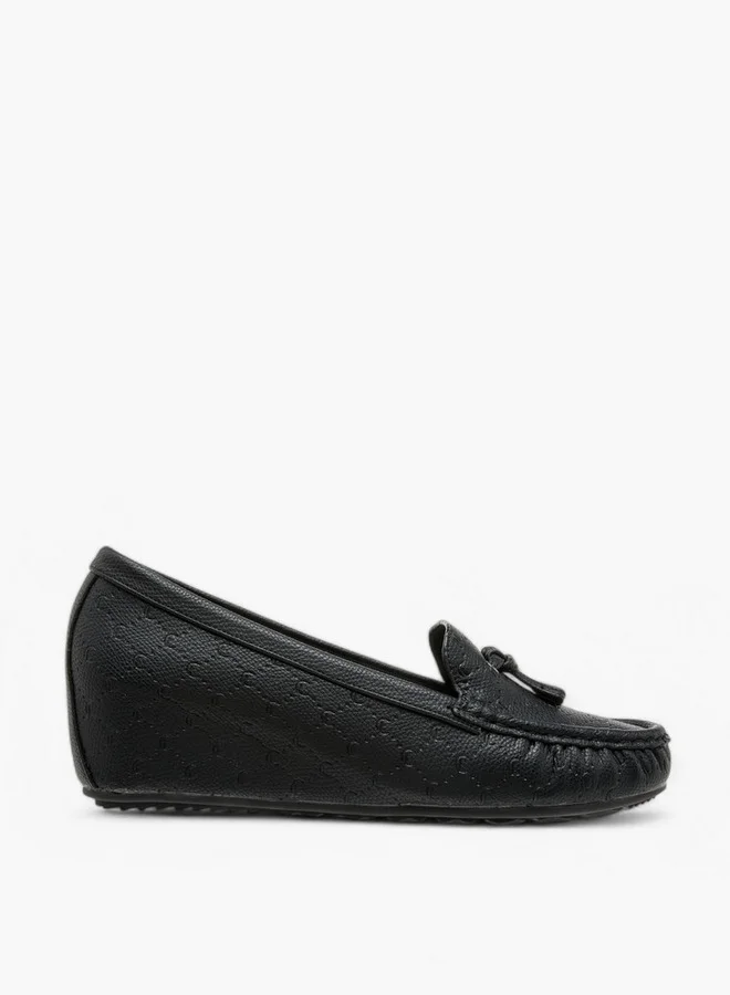 Le Confort Monogram Embossed Moccasins with Wedge Heels