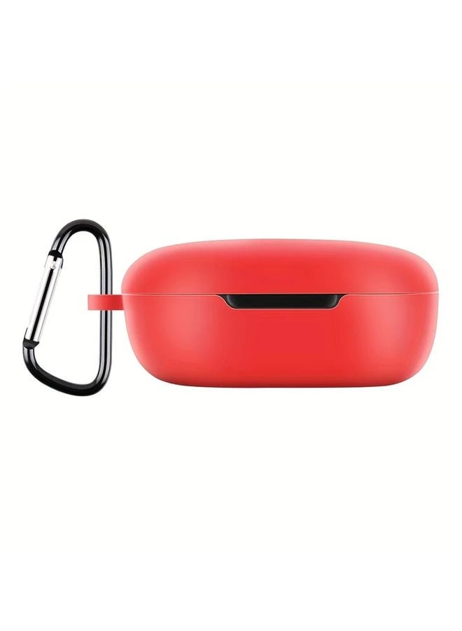 Red Color Earphone Case for Redmi Buds 4 Lite with Detachable Metal Clip - Image 1