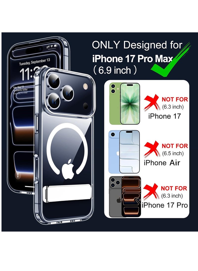 اووكاي جراب مغناطيسي لهاتف iPhone 17 Pro Max، [متوافق مع Magsafe] [حماية من السقوط بدرجة عسكرية] مع حامل غير مرئي جراب نحيف مقاوم للصدمات لهاتف iPhone 17 Pro Max (شفاف) - Image 2