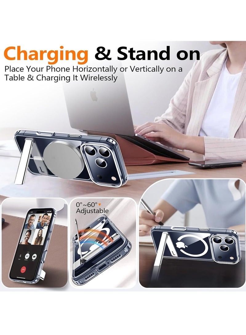 اووكاي جراب مغناطيسي لهاتف iPhone 17 Pro Max، [متوافق مع Magsafe] [حماية من السقوط بدرجة عسكرية] مع حامل غير مرئي جراب نحيف مقاوم للصدمات لهاتف iPhone 17 Pro Max (شفاف) - Image 4