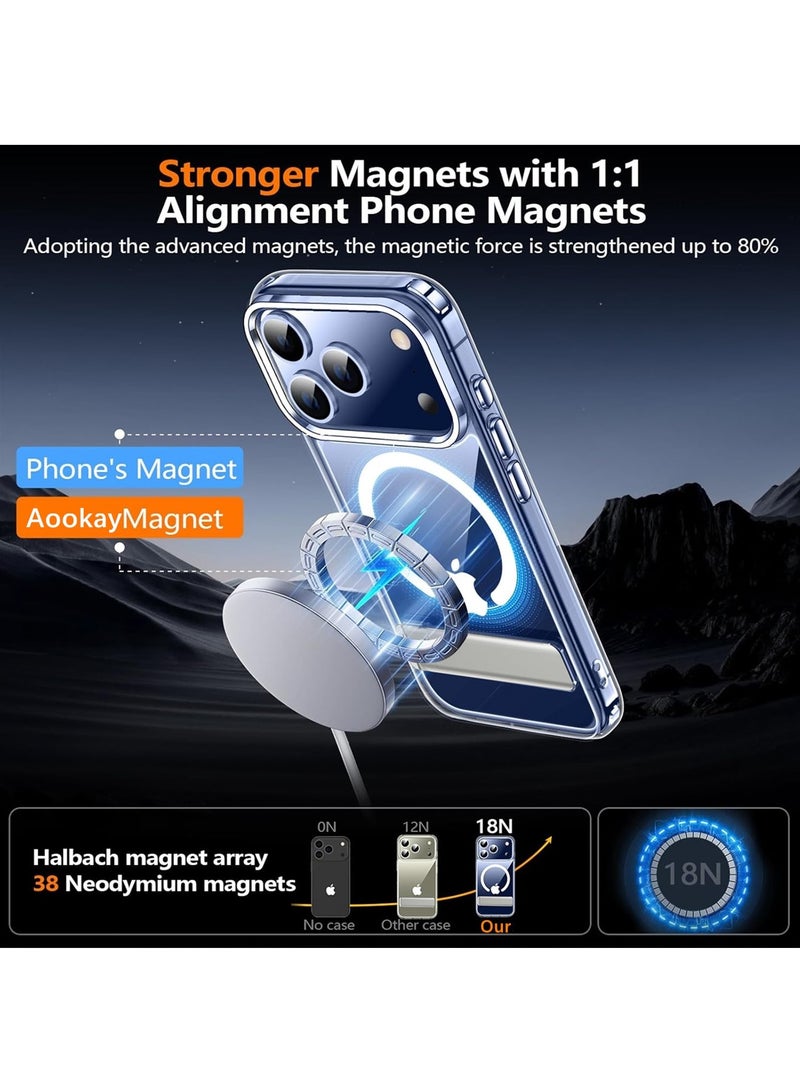 اووكاي جراب مغناطيسي لهاتف iPhone 17 Pro Max، [متوافق مع Magsafe] [حماية من السقوط بدرجة عسكرية] مع حامل غير مرئي جراب نحيف مقاوم للصدمات لهاتف iPhone 17 Pro Max (شفاف) - Image 3