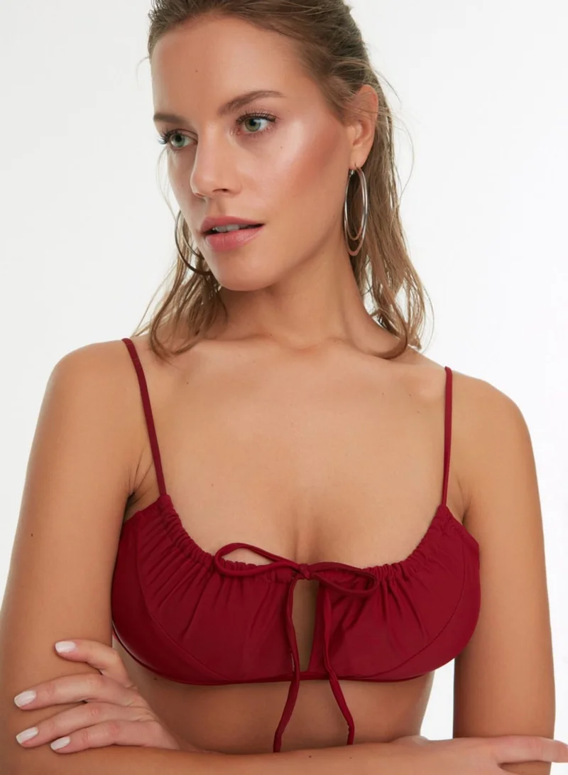 trendyol Tie Detail Knitted Bikini Top