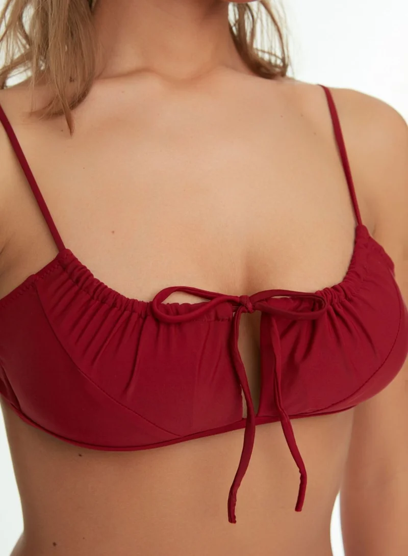 trendyol Tie Detail Knitted Bikini Top