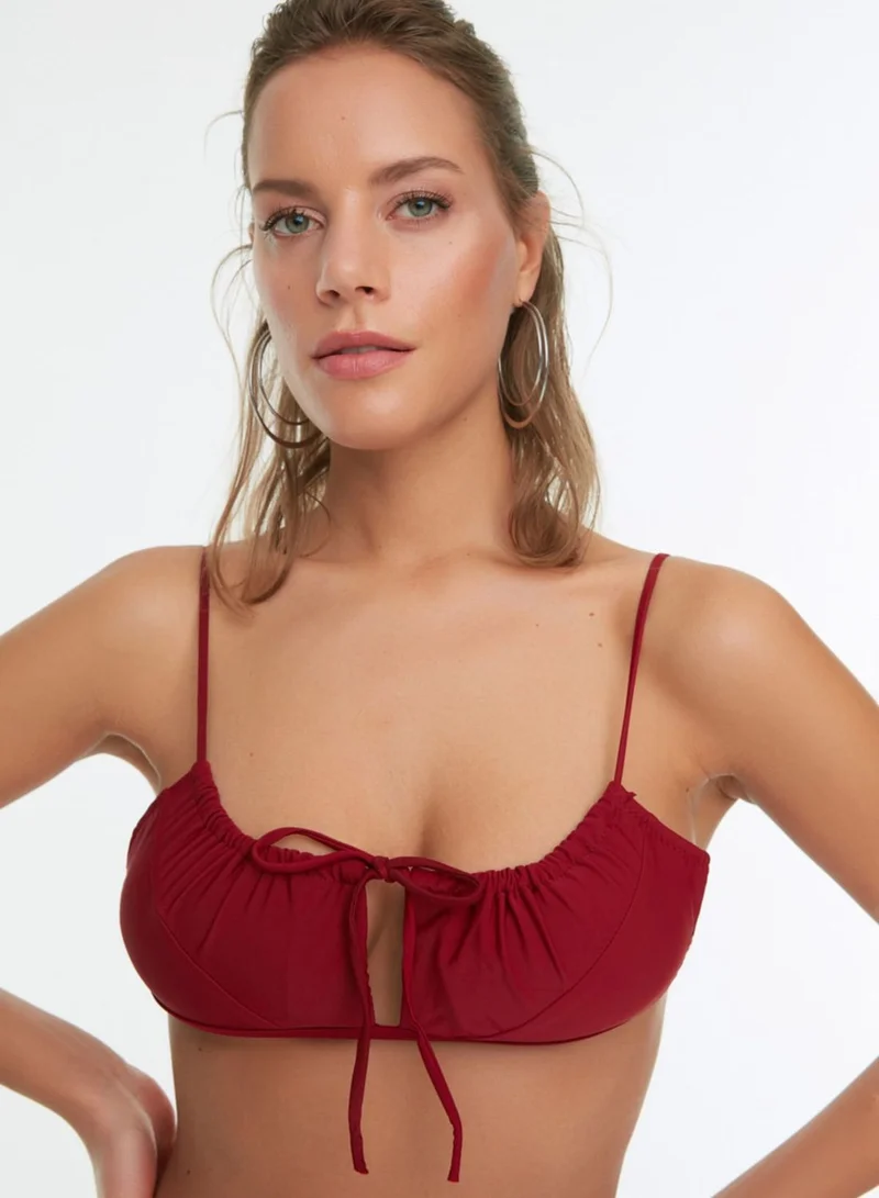 trendyol Tie Detail Knitted Bikini Top