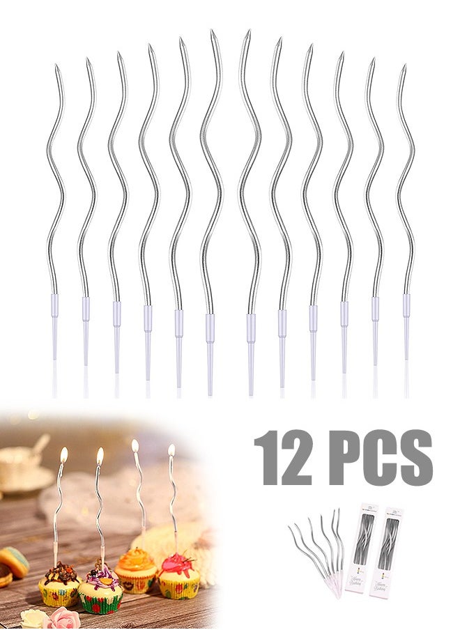 Beyond 12 Silver Curved Birthday Candles | Eid/Dubai Party Decor | Eco-Friendly & Photogenic  - Image 1