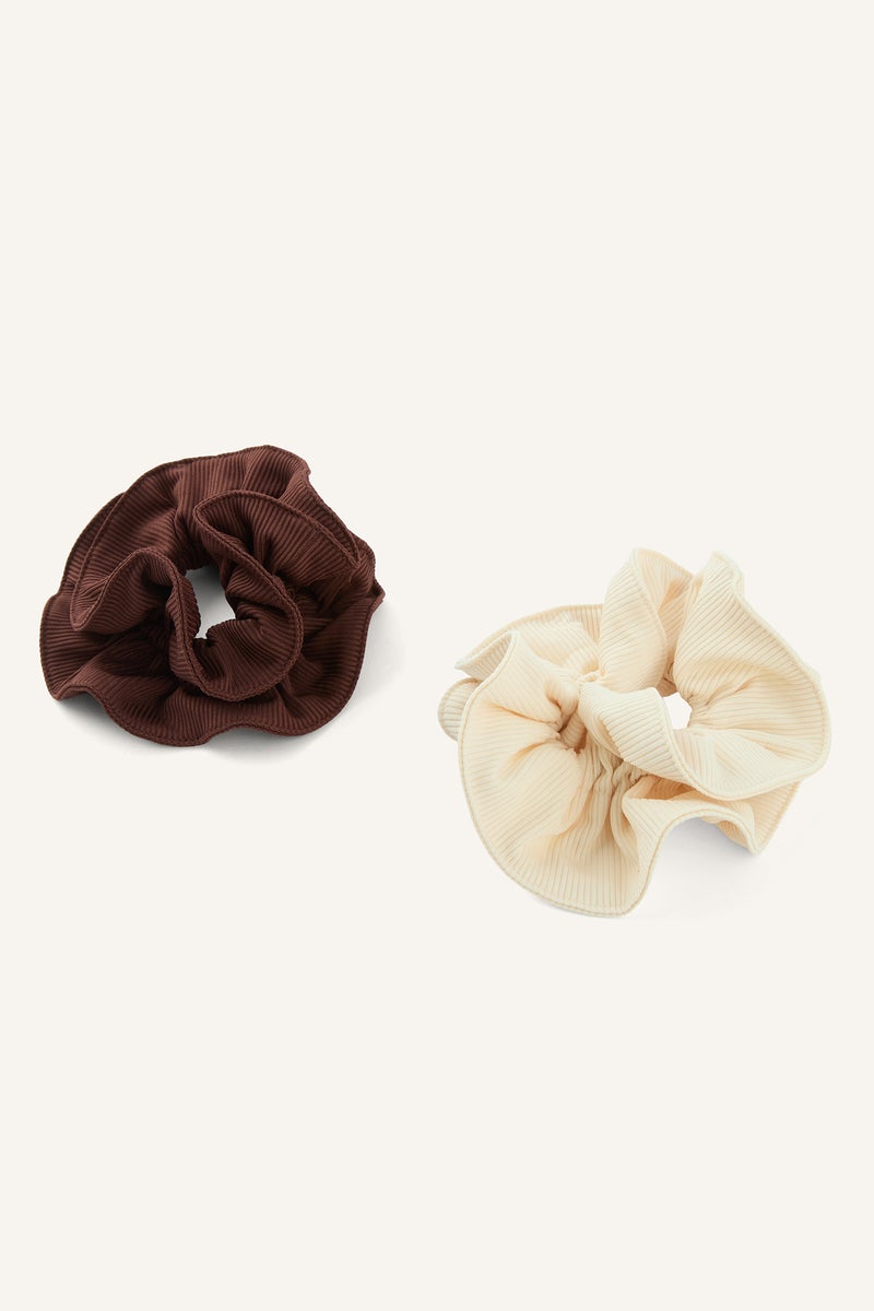 DeFacto Brown Woman Woman 2 Piece Ribbed Fabric Hair Tie Set Casual - Image 2