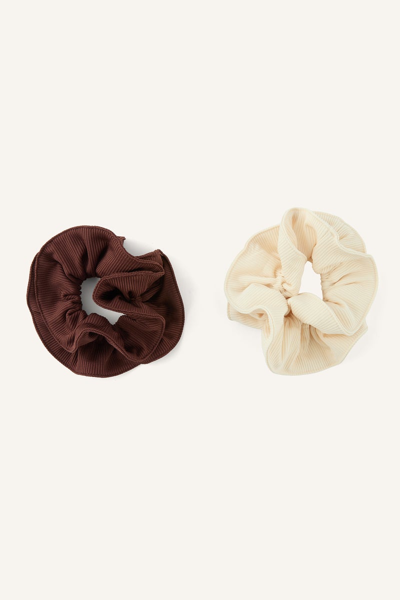 DeFacto Brown Woman Woman 2 Piece Ribbed Fabric Hair Tie Set Casual - Image 1