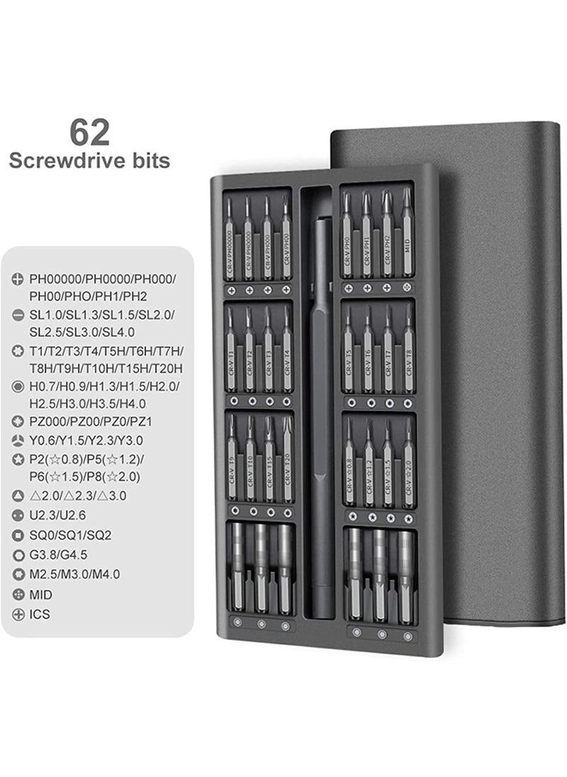 Arabest Precision Screwdriver Set 63 In 1 Magnetic Driver Bits Small Mini Pocket Screwdriver Tool Band Aluminum Case Repair Kit For Electronics Smartphone Watch Glasses  - Image 2