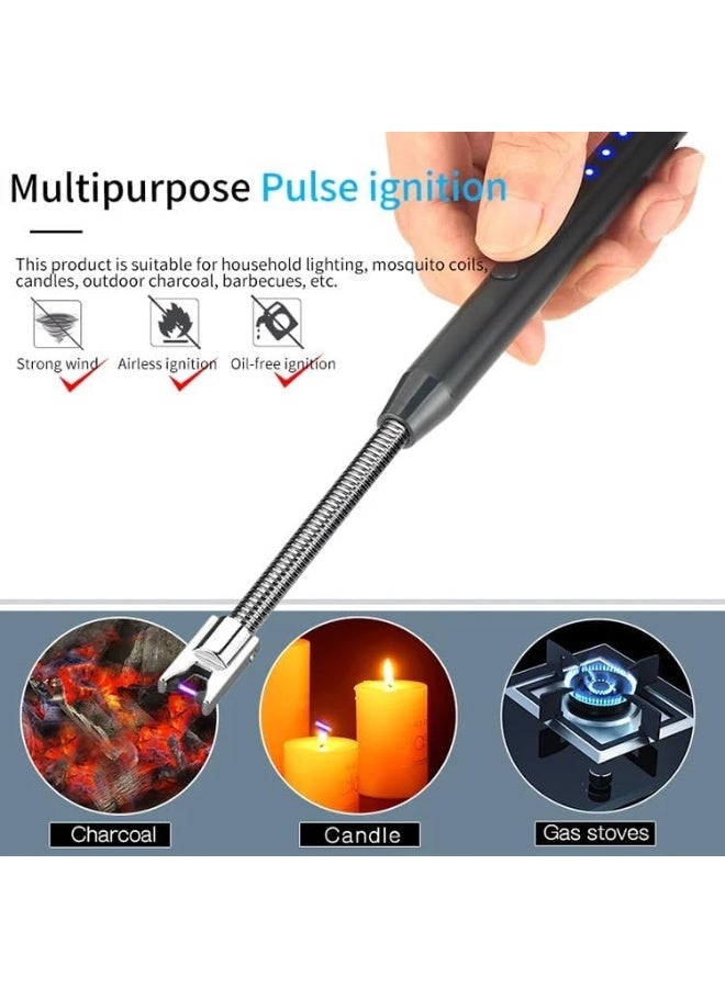 ولاعة كهربائية (الوان متعددة ) بمنفذ يو اس بي قابلة لاعادة الشحن مع مفتاح امان - ولاعة الكترونية طويلة مقاومة للرياح بدون لهب للشموع والشواية وموقد الغازوالمطبخ والتخييم - مع رقبة طويلة مرنة مناسبة للمطبخ والشواء - Image 2