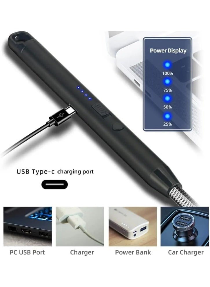 ولاعة كهربائية (الوان متعددة ) بمنفذ يو اس بي قابلة لاعادة الشحن مع مفتاح امان - ولاعة الكترونية طويلة مقاومة للرياح بدون لهب للشموع والشواية وموقد الغازوالمطبخ والتخييم - مع رقبة طويلة مرنة مناسبة للمطبخ والشواء - Image 3