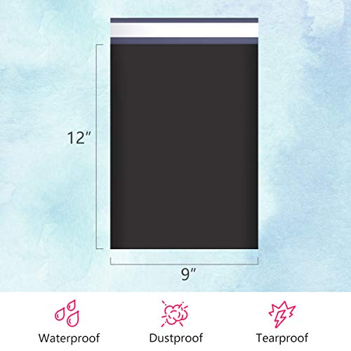 UCGOU Poly Mailers 9x12 Inch Black 200 Pack Shipping Bags #3 Strong Mailing Envelopes Boutique Packaging Postal Self Seal Adhesive Waterproof and Tear Proof Small Business for Clothes Books - Image 2