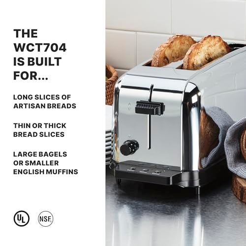 Waring Commercial WCT704 4 Slice Extra Long Slot Light Duty Pop-Up Toaster, 120V, 5-15 Phase Plug - Image 2