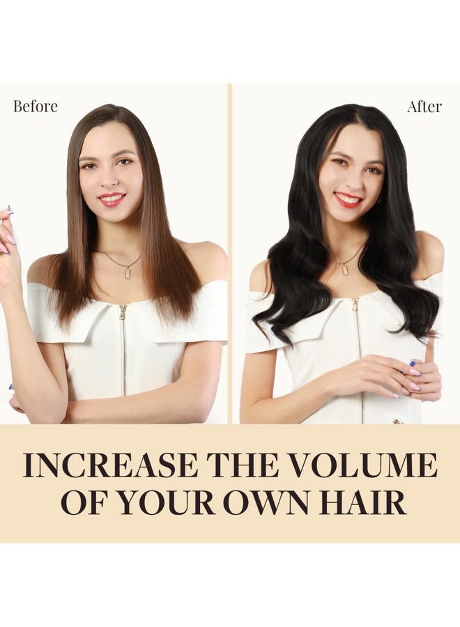 MAXITA Clip in Hair Extensions Real Human Hair, 20 Inch Natural Black 7pcs 120g, Remy Human Hair Extensions Clip in Real Hair Extensions Long Straight Natural Hair - Image 5
