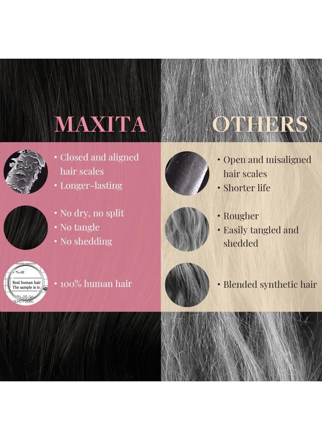 MAXITA Clip in Hair Extensions Real Human Hair, 20 Inch Natural Black 7pcs 120g, Remy Human Hair Extensions Clip in Real Hair Extensions Long Straight Natural Hair - Image 3