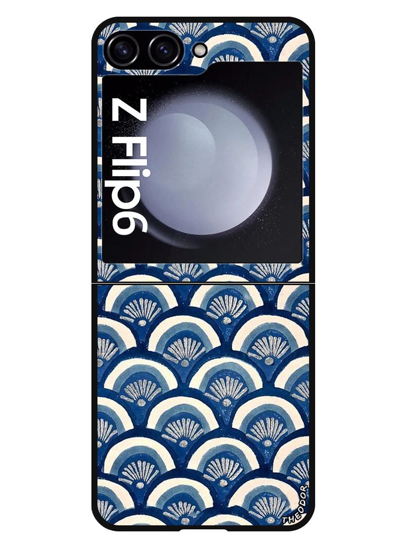 Theodor Protective Case Anti Scratch Shock Proof Bumper Cover For Samsung Galaxy Z Flip 6 Blue Floral Patterns - Image 1
