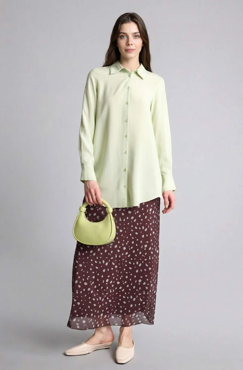 ديفاكتو Regular Fit Shirt Collar Long Sleeve Tunic