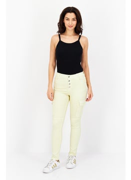 Don't Call Me Jennyfer Women Skinny Fit Textured Cargo Pants, Cream  - Image 2