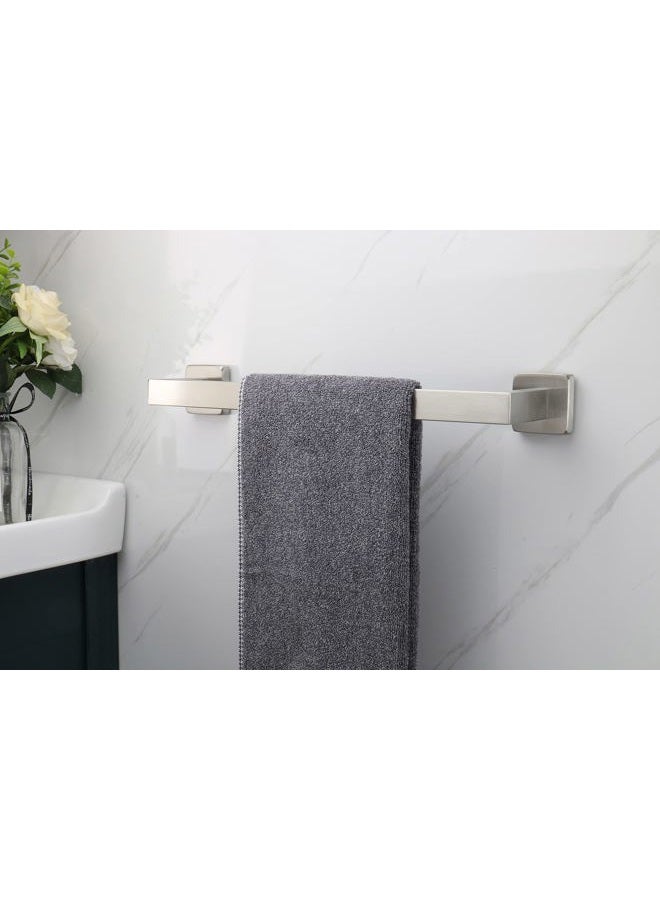 TocTen Bath Towel Rack - Square Base Thicken SUS304 Stainless Steel Towel Bar for Bathroom, Bathroom Accessories Towel Rod Heavy Duty Wall Mounted Towel Holder. (Brushed Nickel, 16) - Image 3