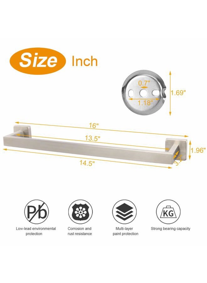 TocTen Bath Towel Rack - Square Base Thicken SUS304 Stainless Steel Towel Bar for Bathroom, Bathroom Accessories Towel Rod Heavy Duty Wall Mounted Towel Holder. (Brushed Nickel, 16) - Image 2