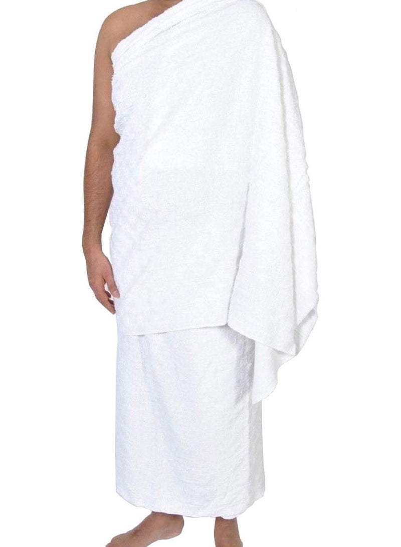 ريبنيو ملابس احرام رجالية للحج والعمرة - 2 فوط بيضاء - فوط رياضية قطن 100% ممشط وزن 1000 جرام مصنوعة من القطن المصري - Image 1