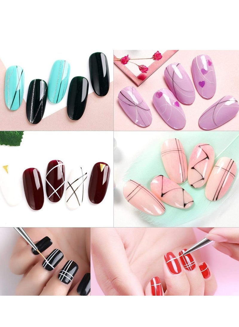 Excefore Professional Nail Art Liner, 3PCS Brush UV Gel Painting Acrylic Brushes Striping for Short Strokes, Details, Blending, Elongated Lines (White Marble) - Image 2