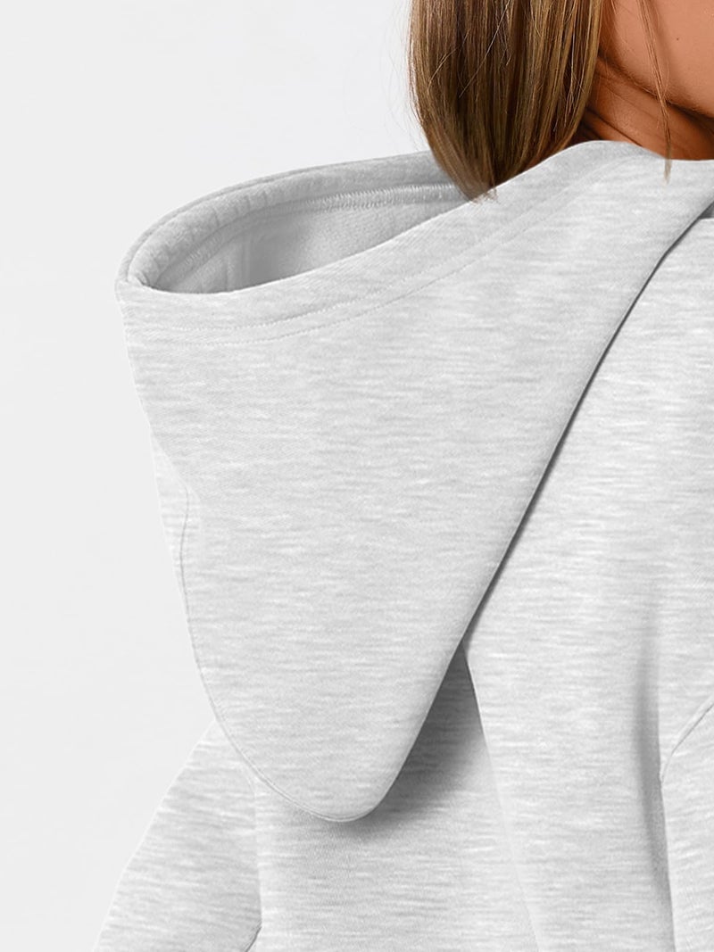 WYNNQUE Hoodies for Women Oversized Sweatshirts Fall Fashion Outfits 2026 Casual Sweaters Tops Fleece Plus Size Workout Comfy Winter Clothes Grey M - Image 5