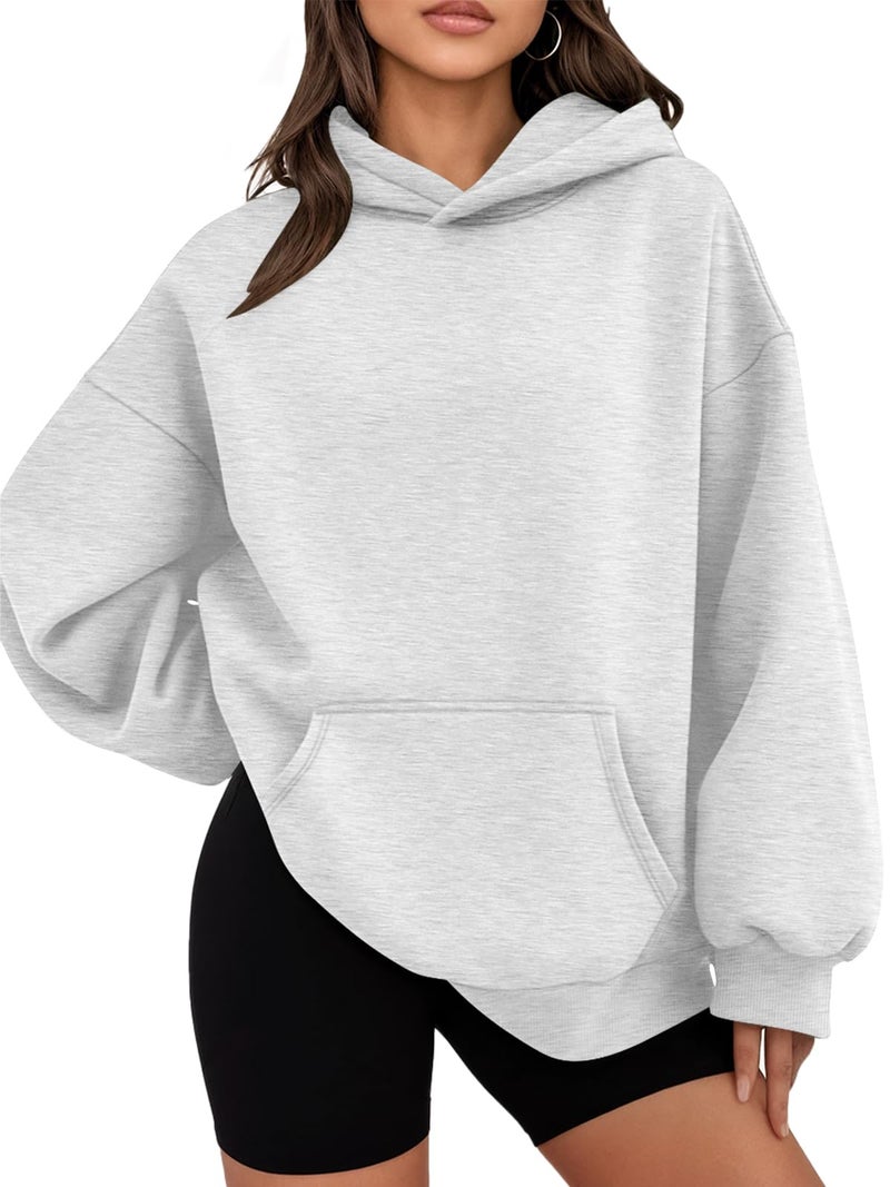 WYNNQUE Hoodies for Women Oversized Sweatshirts Fall Fashion Outfits 2026 Casual Sweaters Tops Fleece Plus Size Workout Comfy Winter Clothes Grey M - Image 1