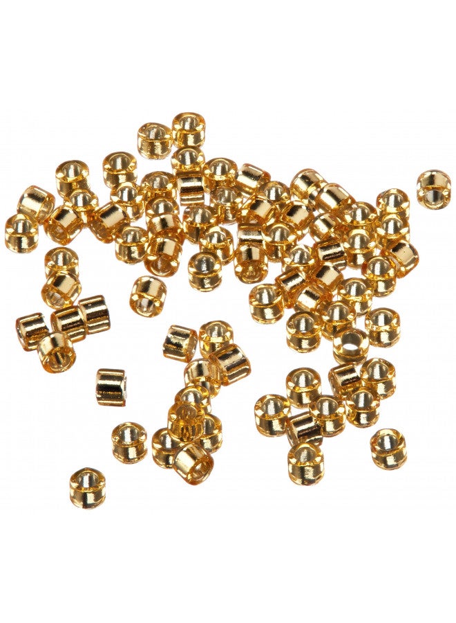 Miyuki DB042 7.2gm Delica Seed Beads, Size 11/0, Silver Lined Gold - Image 2